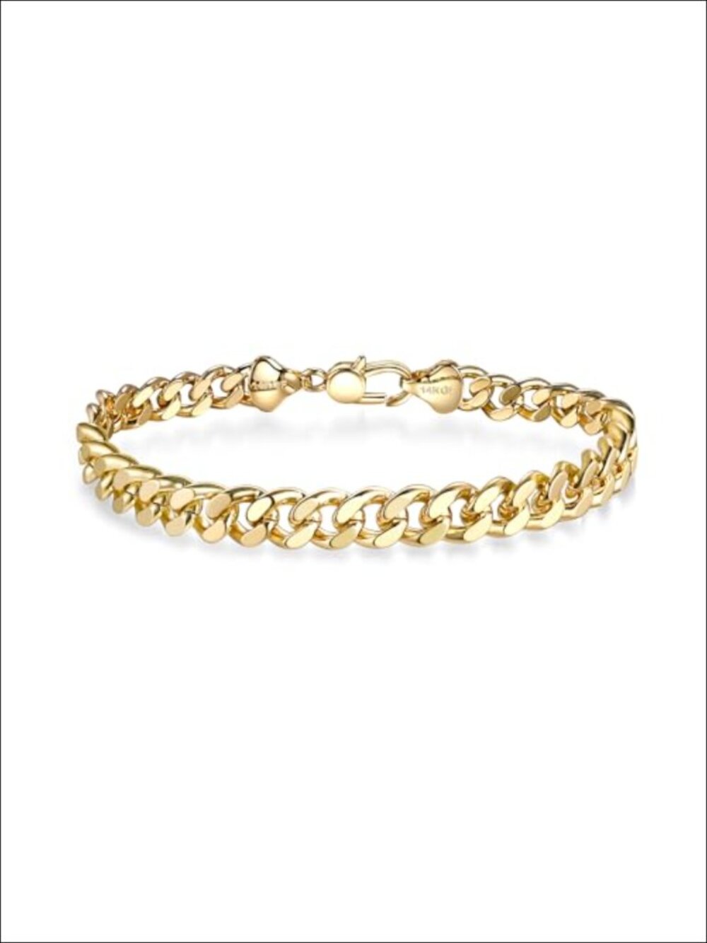 14k Gold Cuban Link Chain Bracelet for Men Women Diamond-Cut